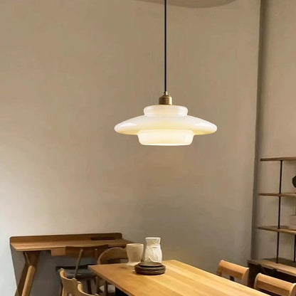 Astria Ivory Glass Pendant Light For Retro