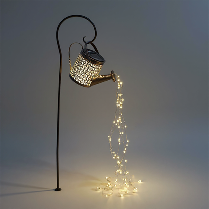 Solar Watering Can Garden Light with Cascading LED Fairy String – Outdoor Decorative Pathway Landscape Lamp