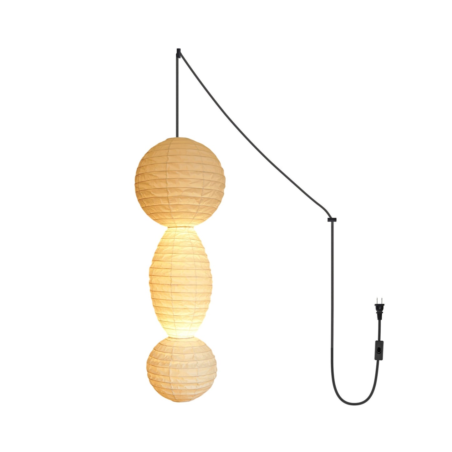 Akari Tayo - Elegant Plug-In Pendant Lamp with Washi Paper Shade
