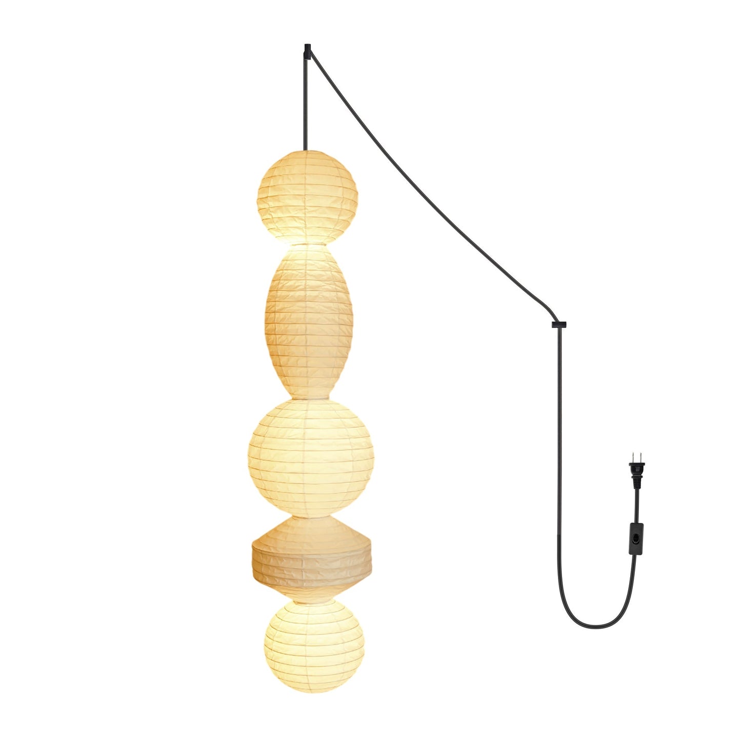 Akari Tayo - Elegant Plug-In Pendant Lamp with Washi Paper Shade