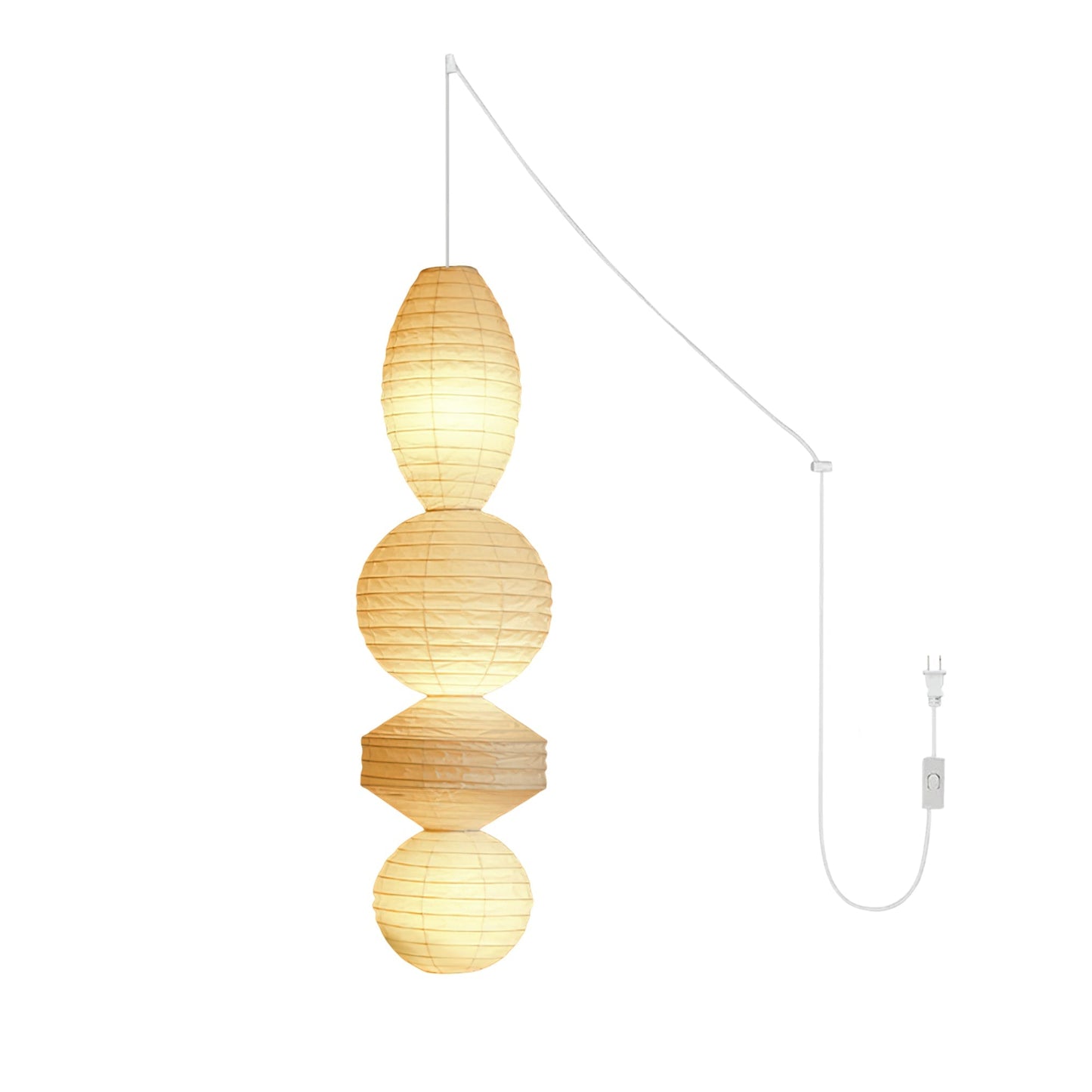 Akari Tayo - Elegant Plug-In Pendant Lamp with Washi Paper Shade