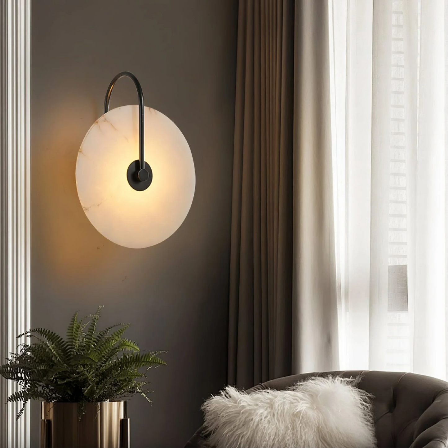 Alabaster Marble | LED Wall Sconce Lighting with Minimalist Design | Elegant Wall Lamp for Modern Interiors