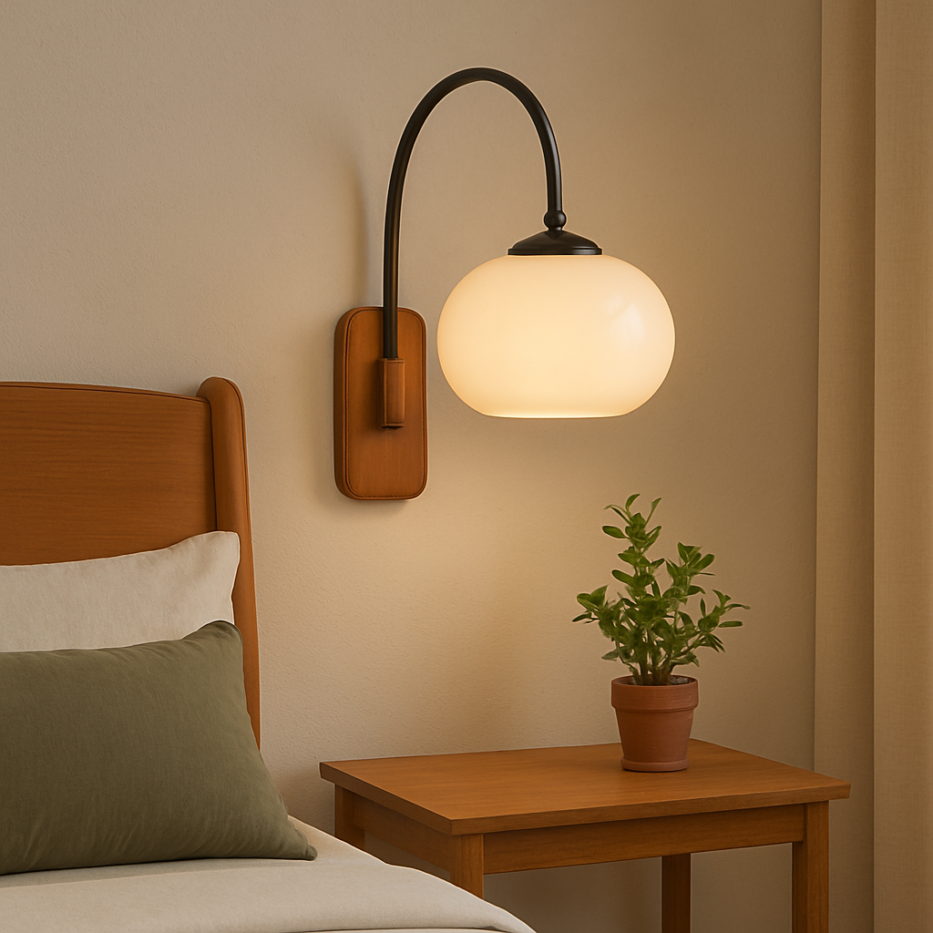 Bauhaus Collection | Adjustable Wall Sconce with Khaki Glass Shade | Modern Design for Cozy Ambiance