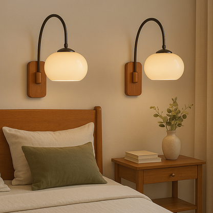 Bauhaus Collection | Adjustable Wall Sconce with Khaki Glass Shade | Modern Design for Cozy Ambiance