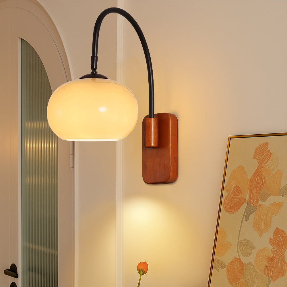 Bauhaus Collection | Adjustable Wall Sconce with Khaki Glass Shade | Modern Design for Cozy Ambiance