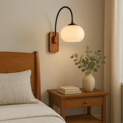Bauhaus Collection | Adjustable Wall Sconce with Khaki Glass Shade | Modern Design for Cozy Ambiance