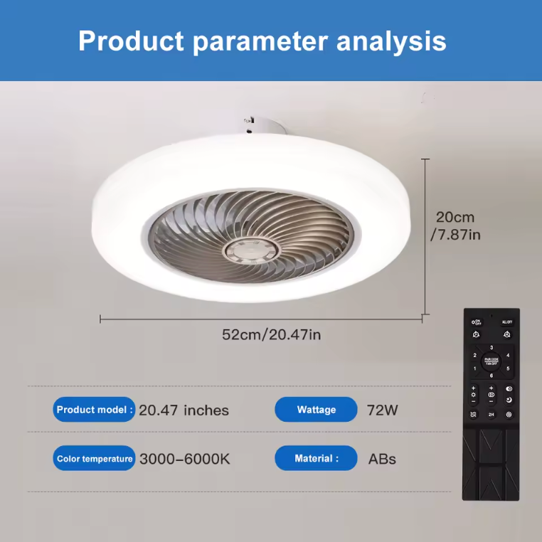Multifunctional LED Ceiling Fan Light with Remote – Silent Motor & Adjustable Colors