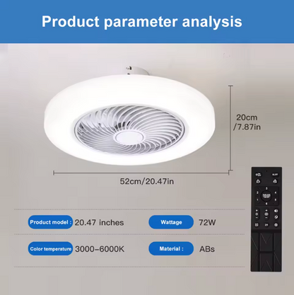 Multifunctional LED Ceiling Fan Light with Remote – Silent Motor & Adjustable Colors