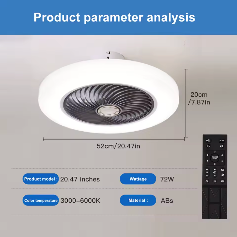 Multifunctional LED Ceiling Fan Light with Remote – Silent Motor & Adjustable Colors