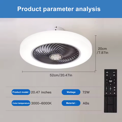 Multifunctional LED Ceiling Fan Light with Remote – Silent Motor & Adjustable Colors