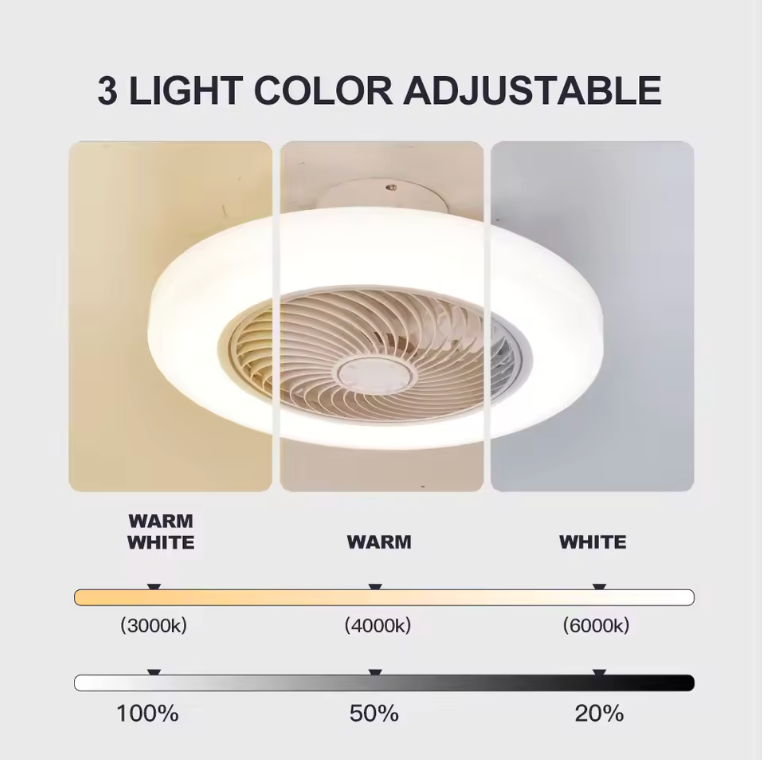 Multifunctional LED Ceiling Fan Light with Remote – Silent Motor & Adjustable Colors