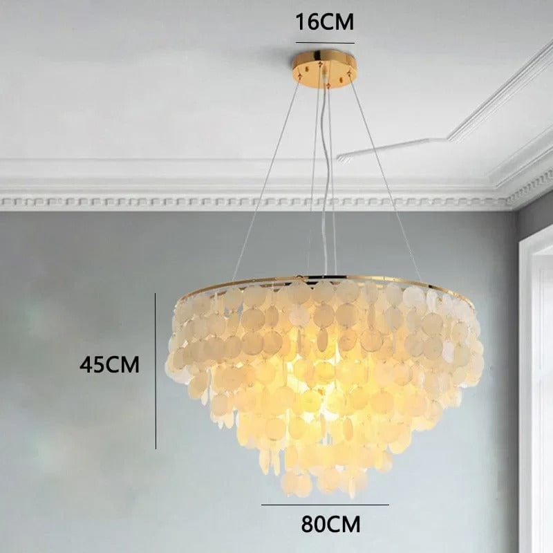 Celeste Collection | Modern Chandelier Light with Unique Shell Design | Elegant Fixture for Dining Room and Home Decor