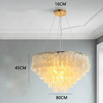 Celeste Collection | Modern Chandelier Light with Unique Shell Design | Elegant Fixture for Dining Room and Home Decor