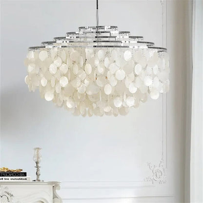 Celeste Collection | Modern Chandelier Light with Unique Shell Design | Elegant Fixture for Dining Room and Home Decor