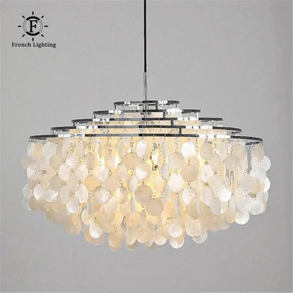 Celeste Collection | Modern Chandelier Light with Unique Shell Design | Elegant Fixture for Dining Room and Home Decor