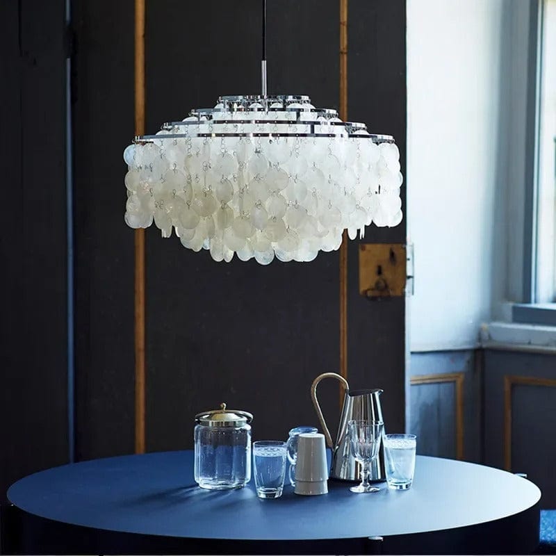 Celeste Collection | Modern Chandelier Light with Unique Shell Design | Elegant Fixture for Dining Room and Home Decor