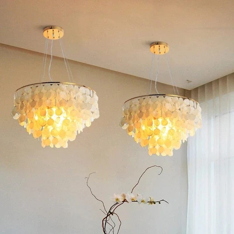 Celeste Collection | Modern Chandelier Light with Unique Shell Design | Elegant Fixture for Dining Room and Home Decor