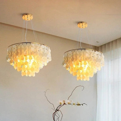 Celeste Collection | Modern Chandelier Light with Unique Shell Design | Elegant Fixture for Dining Room and Home Decor