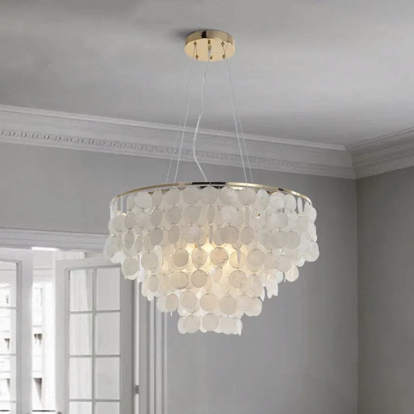 Celeste Collection | Modern Chandelier Light with Unique Shell Design | Elegant Fixture for Dining Room and Home Decor