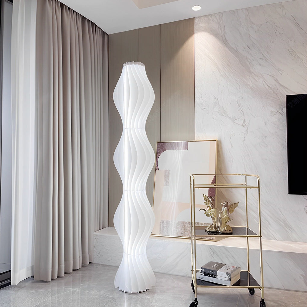 Coastal Elegance | Modern Floor Lamp with Dimmable LED Lighting | Unique Wavy Design for Warm Ambiance