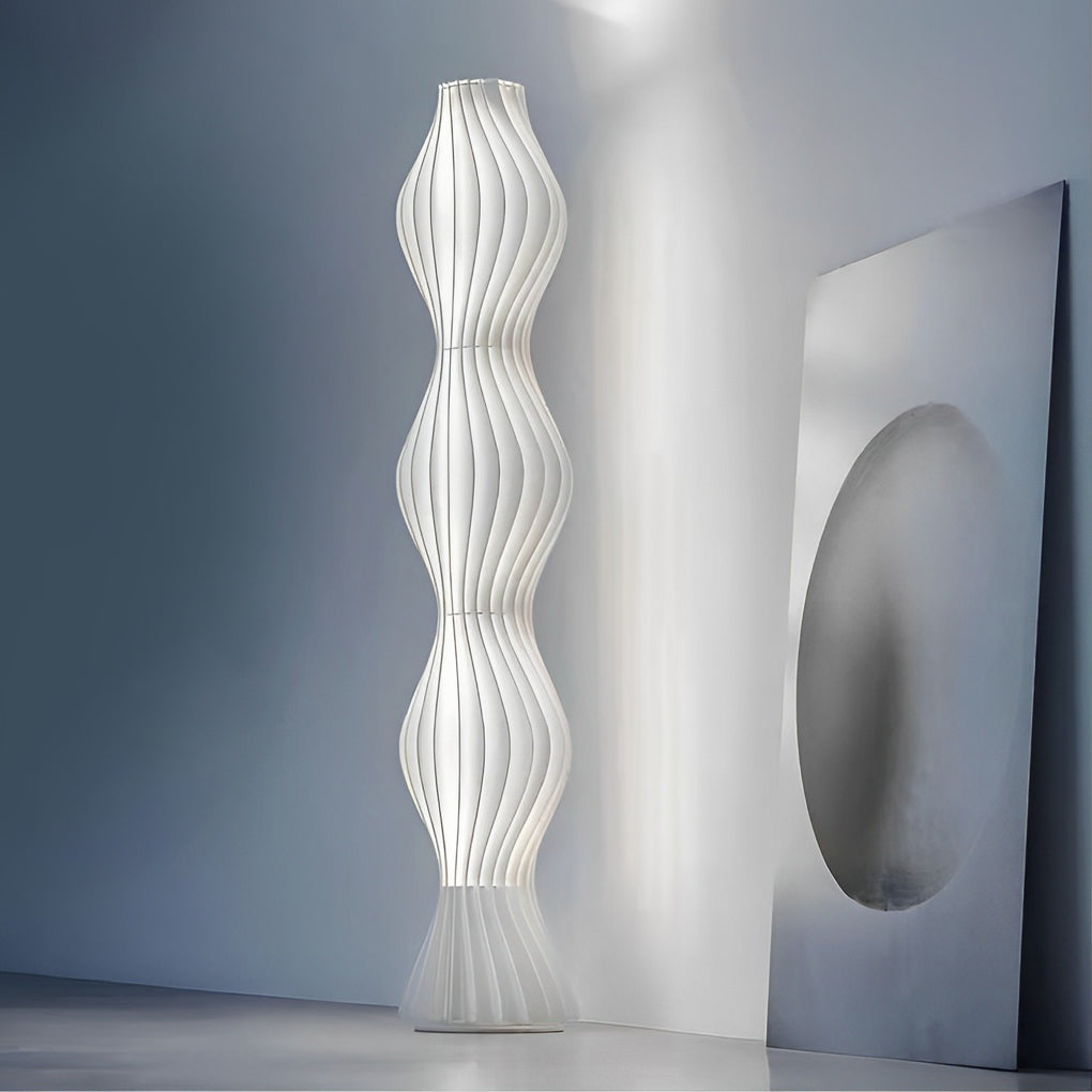 Coastal Elegance | Modern Floor Lamp with Dimmable LED Lighting | Unique Wavy Design for Warm Ambiance