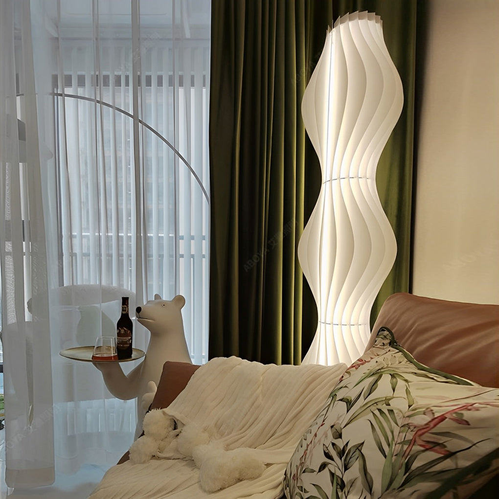 Coastal Elegance | Modern Floor Lamp with Dimmable LED Lighting | Unique Wavy Design for Warm Ambiance