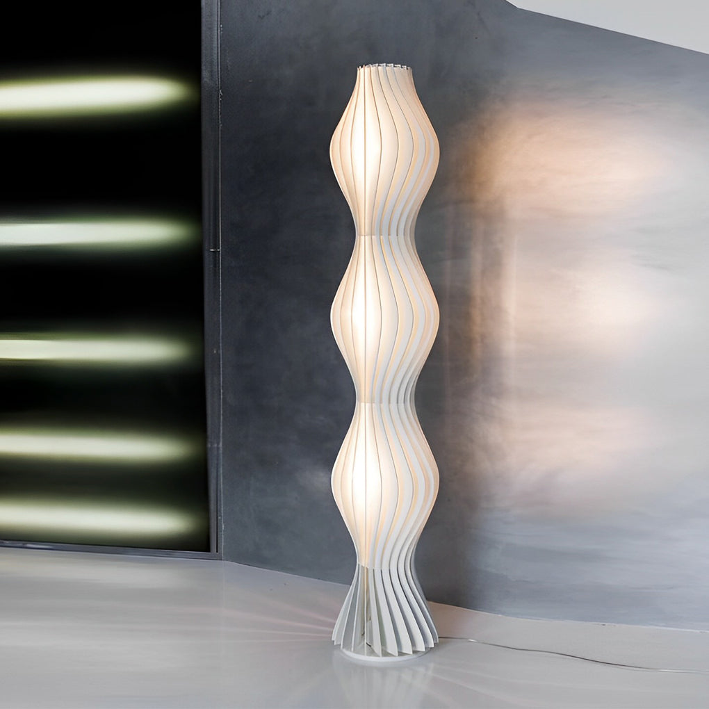 Coastal Elegance | Modern Floor Lamp with Dimmable LED Lighting | Unique Wavy Design for Warm Ambiance