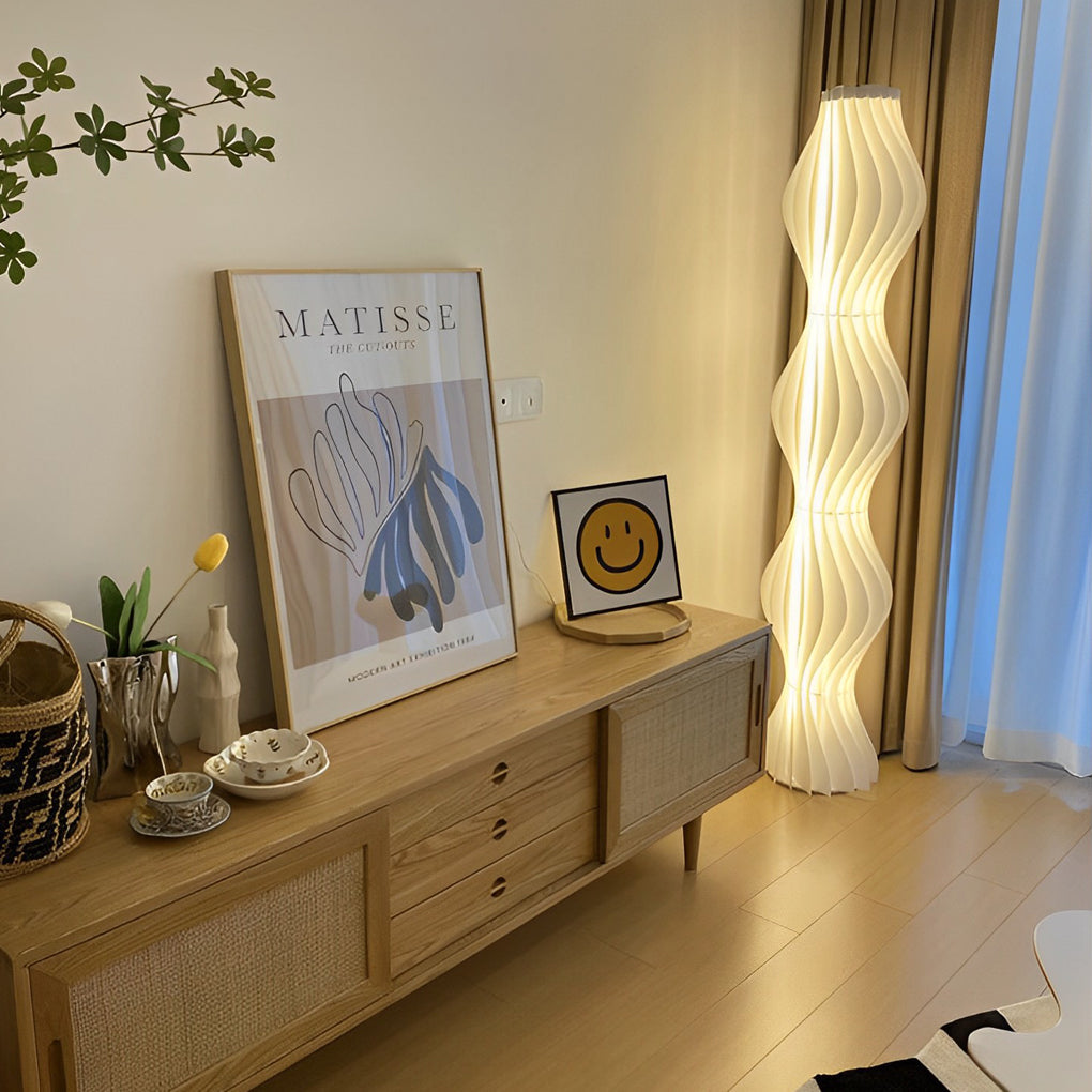 Coastal Elegance | Modern Floor Lamp with Dimmable LED Lighting | Unique Wavy Design for Warm Ambiance