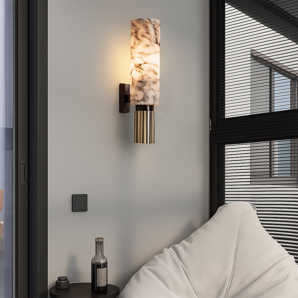 Copper Stone Wall Sconce Lighting with LED Illumination | Modern Design for Cozy Interiors