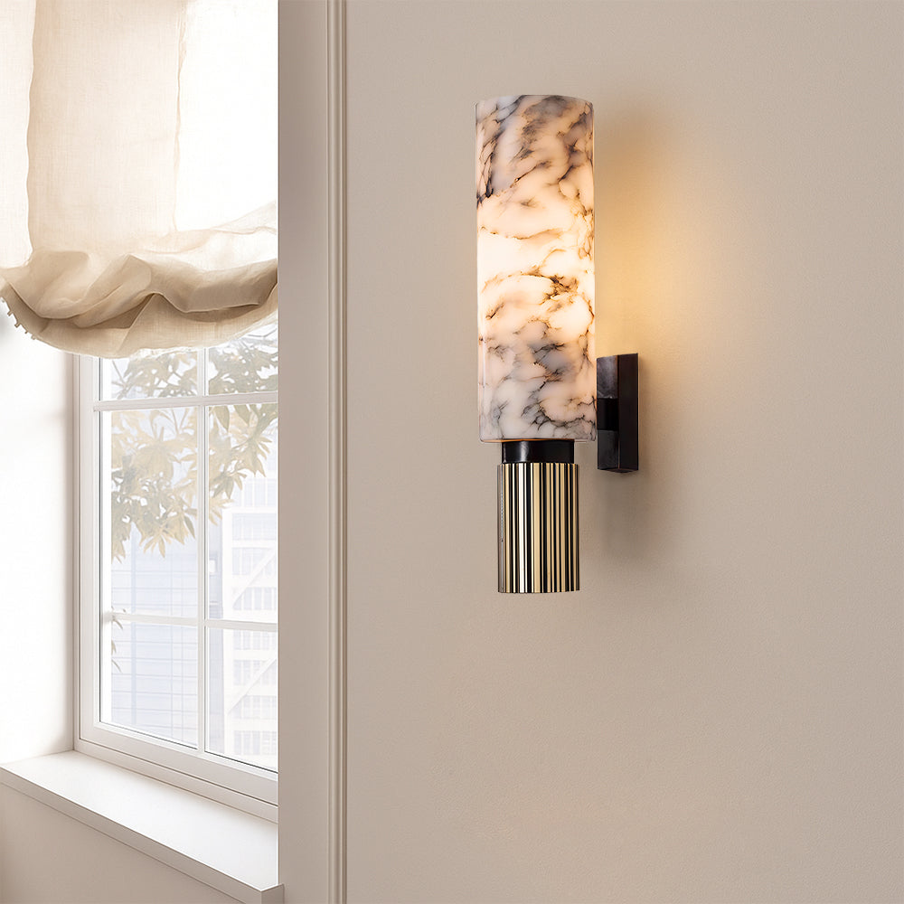 Copper Stone Wall Sconce Lighting with LED Illumination | Modern Design for Cozy Interiors
