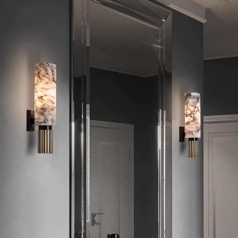 Copper Stone Wall Sconce Lighting with LED Illumination | Modern Design for Cozy Interiors