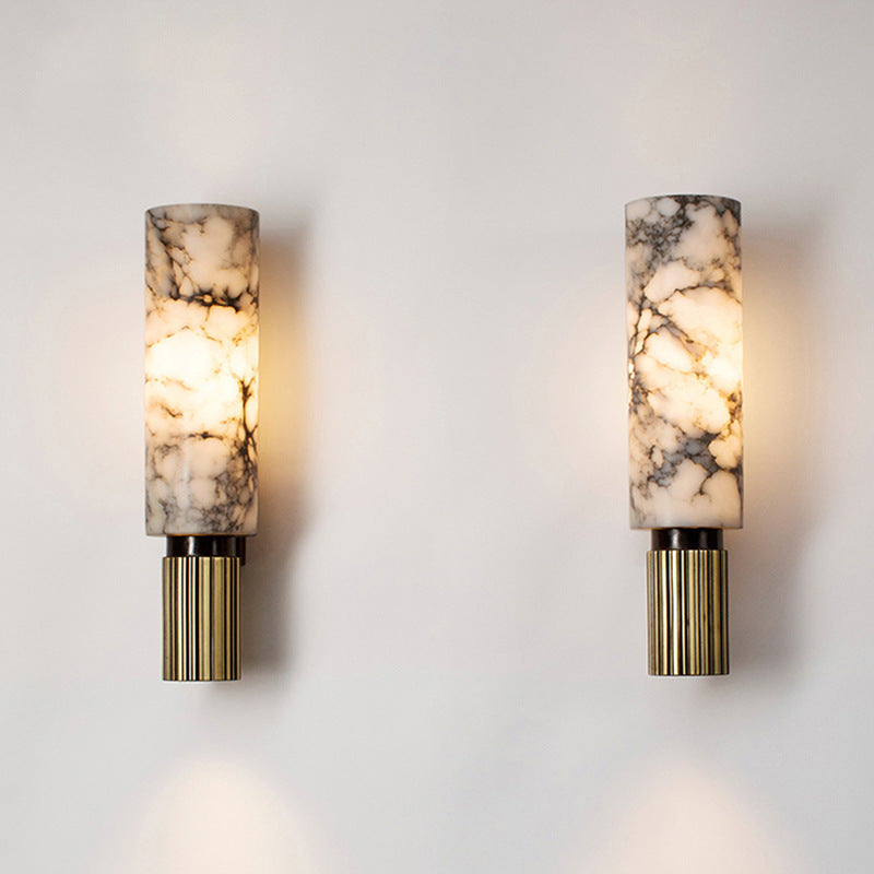 Copper Stone Wall Sconce Lighting with LED Illumination | Modern Design for Cozy Interiors