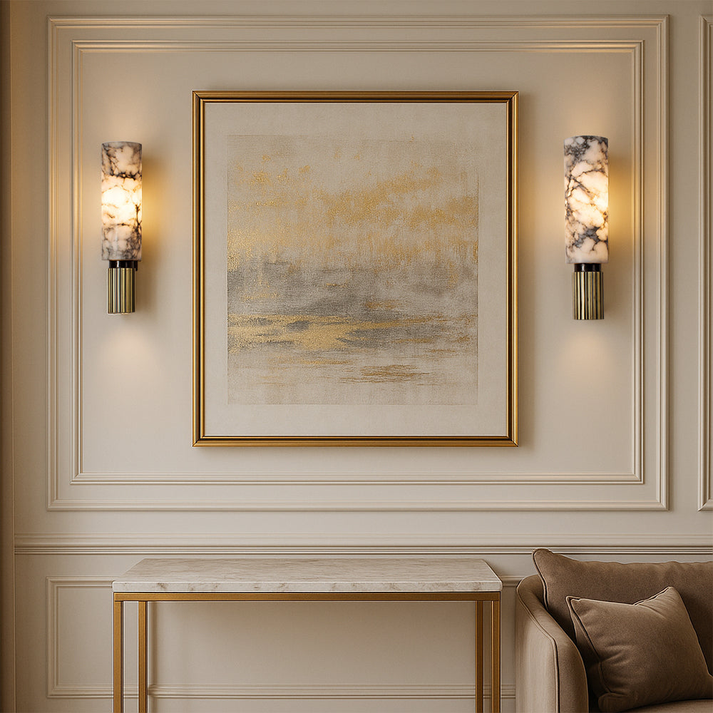 Copper Stone Wall Sconce Lighting with LED Illumination | Modern Design for Cozy Interiors