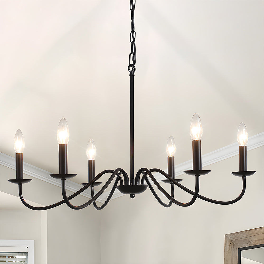 Elegant Iron | Modern Chandelier Light with Adjustable Height | Black Fixture for Dining Room Illumination