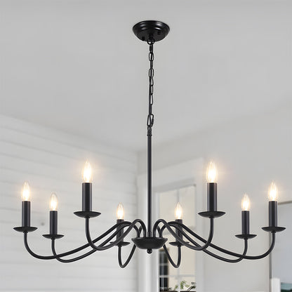 Elegant Iron | Modern Chandelier Light with Adjustable Height | Black Fixture for Dining Room Illumination