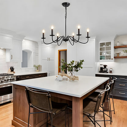 Elegant Iron | Modern Chandelier Light with Adjustable Height | Black Fixture for Dining Room Illumination