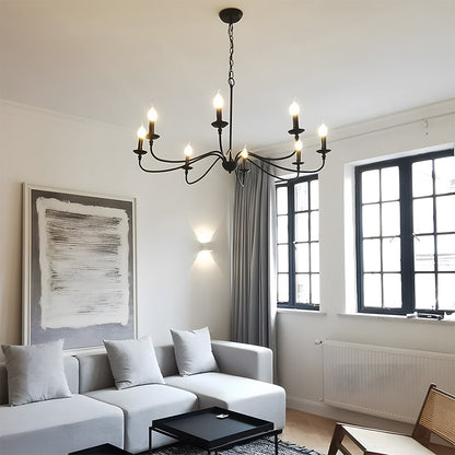 Elegant Iron | Modern Chandelier Light with Adjustable Height | Black Fixture for Dining Room Illumination