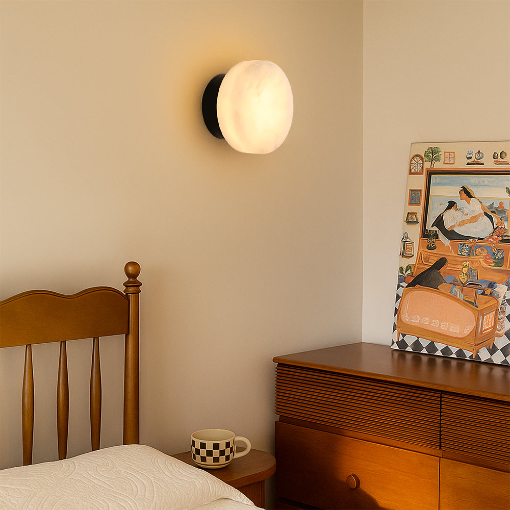 Elegant Marble Wall Sconce Lighting with Soft LED Glow | Modern Design for Cozy Living Spaces