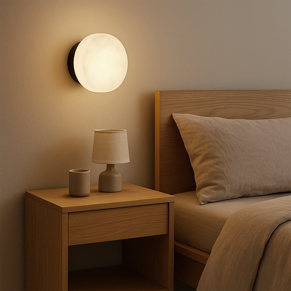 Elegant Marble Wall Sconce Lighting with Soft LED Glow | Modern Design for Cozy Living Spaces