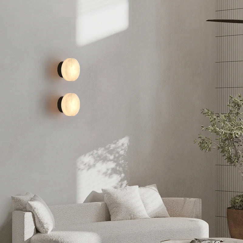Elegant Marble Wall Sconce Lighting with Soft LED Glow | Modern Design for Cozy Living Spaces