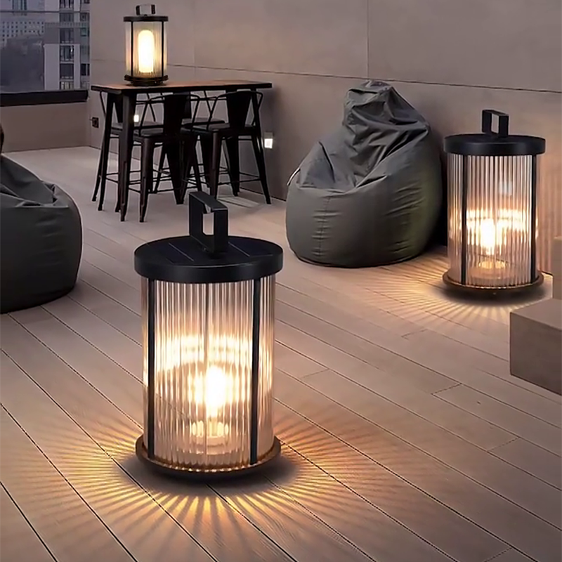 Elegant Outdoor Solar Lanterns with Waterproof Glass Design | Portable Handle for Ambient Garden Lighting