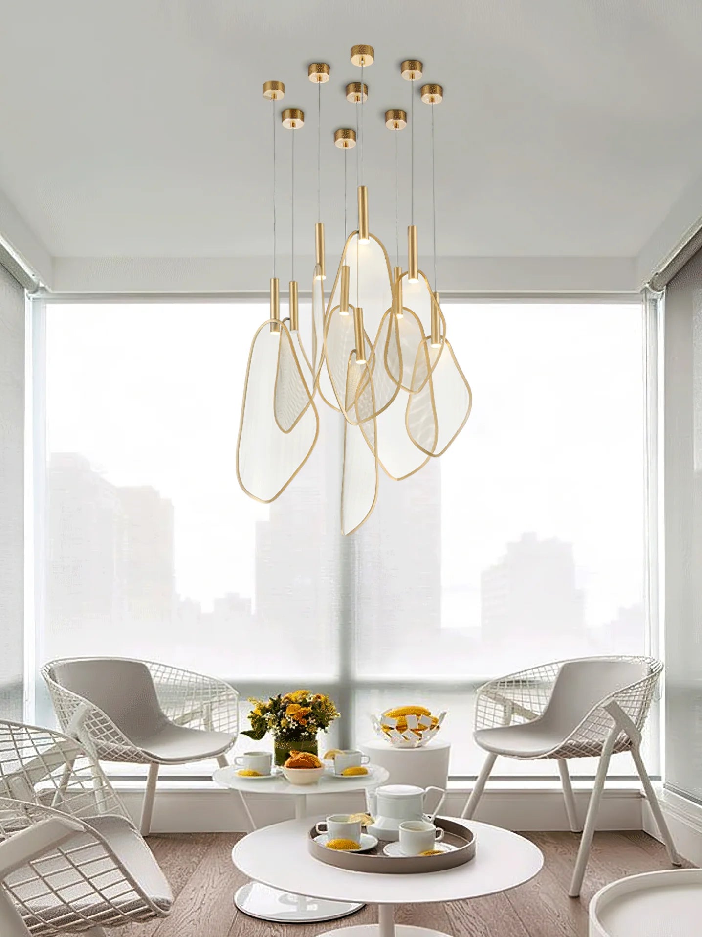 Elegant Pendant Light | Gold Fan-Shaped Design with Ample Illumination | Stylish Kitchen Pendant Lighting for Any Space