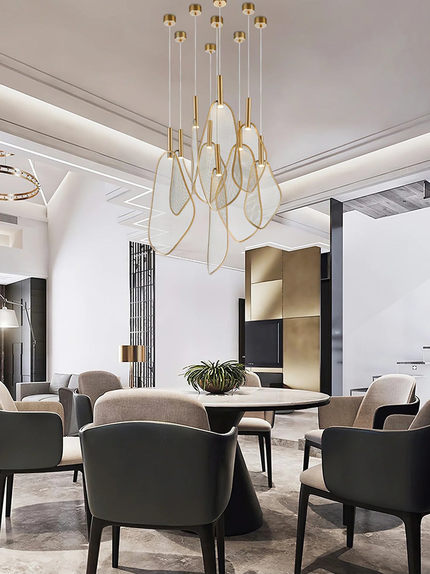 Elegant Pendant Light | Gold Fan-Shaped Design with Ample Illumination | Stylish Kitchen Pendant Lighting for Any Space