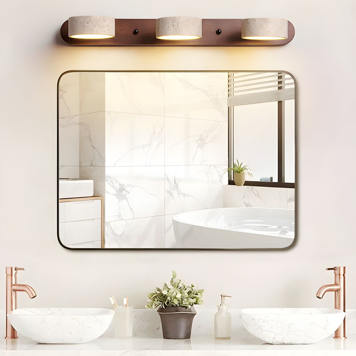 Elegant Travertine | Wall Lamp with Integrated LED for Warm Ambiance
