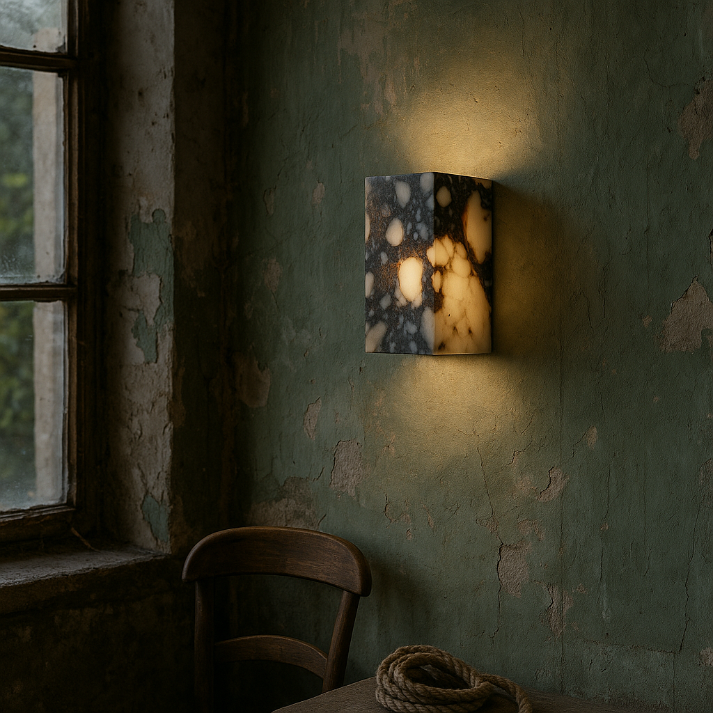 Elegant Wall Sconces | Marble Cube Wall Lamp with Soft LED Glow | Modern Lighting for Home Decor