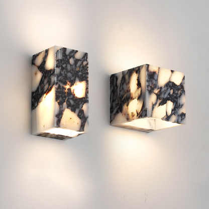 Elegant Wall Sconces | Marble Cube Wall Lamp with Soft LED Glow | Modern Lighting for Home Decor