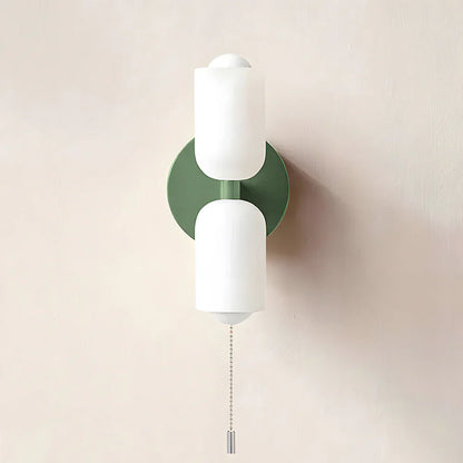 French Retro Glass Double Head LED Bedside Wall Sconce