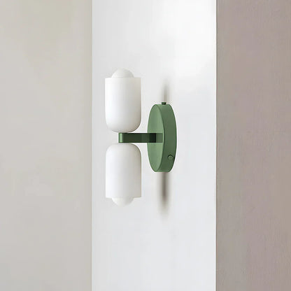 French Retro Glass Double Head LED Bedside Wall Sconce