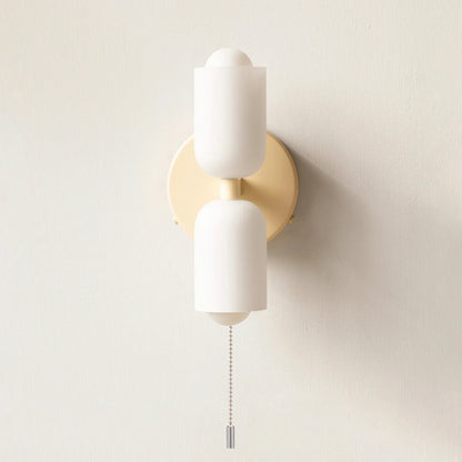 French Retro Glass Double Head LED Bedside Wall Sconce