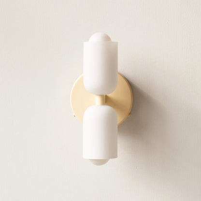 French Retro Glass Double Head LED Bedside Wall Sconce